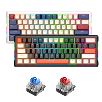Мини-игровая механическая клавиатура 61 клавиша RGB Hotswap Type-C Проводная игровая клавиатура PBT колпачки для клавиш 60% эргономики клавиатуры