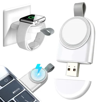 Мини-магнитная док-станция для беспроводного зарядного устройства для Apple Watch 8 7 6/5/4/SE/3 /2 Портативное беспроводное зарядное устройство с USB-кабелем для iwatch