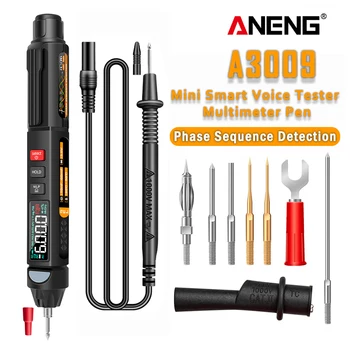 Мини-цифровой мультиметр ANENG A3009, ручка, умный тестер голосового вещания, Мультиметр постоянного переменного напряжения, Профессиональные инструменты для тестирования