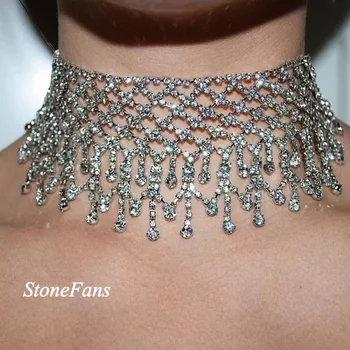 Многослойные ожерелья-чокеры со стразами и кисточками Для женщин, Модные Чокеры 2018, ювелирные изделия для вечеринки, свадебное ожерелье