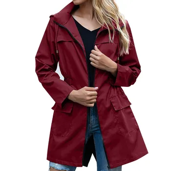 Модная женская куртка, осень 2022, Новый тренч на талии, ветровка с капюшоном, женское коричневое верхнее пальто, Уличная одежда в молодежном стиле.