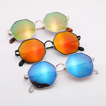 Модные солнцезащитные очки с новой тенденцией, солнцезащитные очки с защитой от ультрафиолета, полигональные солнцезащитные очки, ретро-металл, Европа и Америка, женские очки с защитой от синего