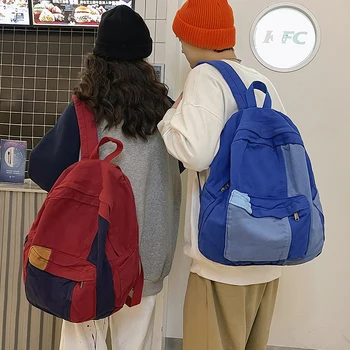 Модный женский рюкзак с панелями, холщовые сумки для книг Kawaii Girl, рюкзаки для ноутбука, милые рюкзаки для путешествий, школьный ранец