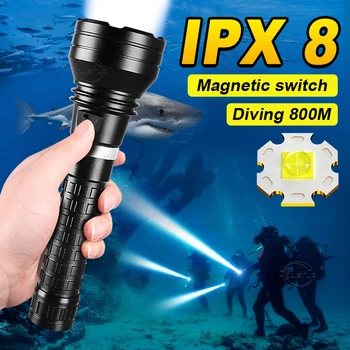 Мощный Профессиональный Фонарик Для дайвинга XHP160 LED Unterwater Lamp 800M High Power Diving Torch Фонари для подводного плавания IPX8 Lantern