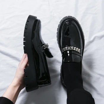 Мужская обувь итальянского бренда, деловая повседневная Модная дизайнерская мужская обувь, кожаная обувь на толстой подошве, мужские свадебные туфли на платформе.