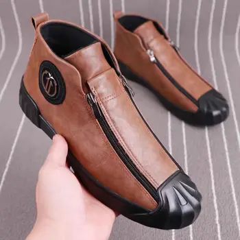 Мужская повседневная обувь из мягкой кожи, часть подарка, тапочки с высоким берцем и металлической пряжкой, брендовая дизайнерская обувь Zapatos Hombre, роскошная безопасная молния