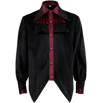 Мужская рубашка, рубашки с принцем-вампиром, Средневековый Ренессанс, Винтажные готические блузки, топы
