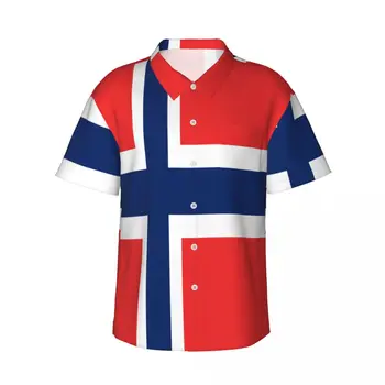 Мужская рубашка с коротким рукавом с флагом Норвегии, повседневная пляжная одежда, индивидуальные топы