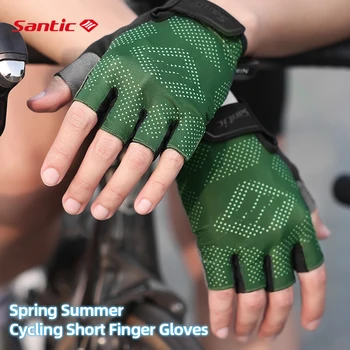 Мужские велосипедные перчатки Santic Soft, сверхлегкие перчатки без пальцев для занятий велоспортом в тренажерном зале, аксессуары для шоссейных велосипедов Mtb