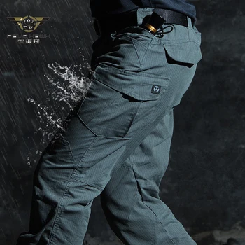 Мужские водонепроницаемые тактические брюки с множеством карманов, прямые брюки-карго, прочные длинные брюки для городских боев специального назначения