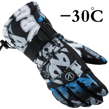 Мужские Женские Детские лыжные перчатки, перчатки для сноуборда, сверхлегкие водонепроницаемые зимние перчатки Sonw из теплого флиса для езды на мотоцикле, снегоходе