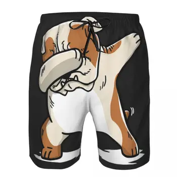 Мужские пляжные шорты American Bulldog, Быстросохнущий купальник для фитнеса, 3D шорты Funny Street Fun