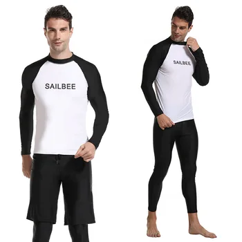 Мужские футболки для серфинга, плавания, дайвинга, обтягивающие купальники с защитой от сыпи с длинным рукавом, защита от ультрафиолета, одежда для серфинга, пляжные плавки, топы