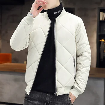 Мужское хлопчатобумажное пальто с укороченным зимним молодежным бейсбольным воротником, флисовая стеганая куртка в корейском стиле