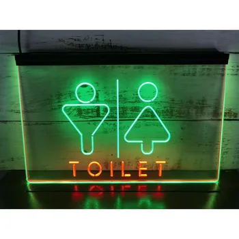  Мужской Женский туалет, Туалетная комната, Двухцветная светодиодная неоновая вывеска