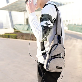Мужской рюкзак-слинг с интерфейсом USB для зарядки, мужской