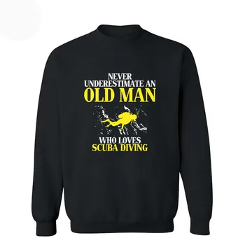 Мужчины Никогда не недооценивают старика, который любит подводное плавание, Толстовки с цитатами о погружениях, Толстовка с капюшоном, спортивная одежда, спортивный костюм, пуловер