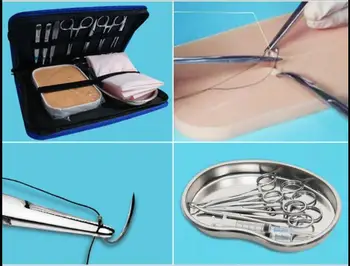 Набор инструментов для наложения хирургических швов для студентов-медиков набор инструментов для практики в области хирургической обработки с моделью кожи