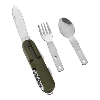Набор походных принадлежностей: нож, Ложка, вилка, открывалка для бутылок, консервный нож Многофункциональный Компактный Мультиинструмент для приготовления пищи, путешествий на пикник