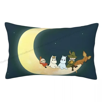 Наволочка At The Moon Cojines, подушка с мультяшными Муми-троллями, домашний диван, декоративные чехлы для подушек Coussin с принтом