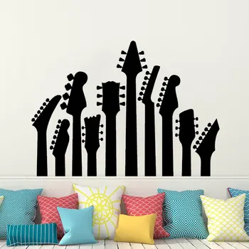 Наклейка на стену для гитары Гитарные Шейки Музыкальная Серия Наклейка На стену Рок Металл Арт Декор Виниловая Музыкальная Гитара Настенная роспись Home Music Art YY25