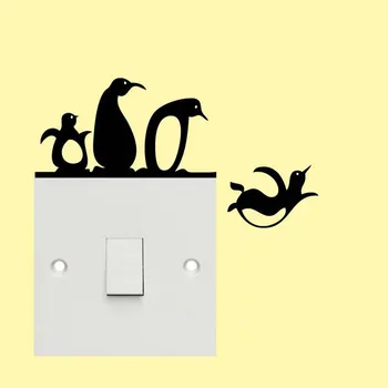 Наклейка с пингвином, индивидуальное украшение в виде забавных животных, наклейка на стену из ПВХ, наклейка на розетку в виде животного, 2G