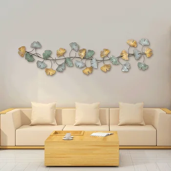 Настенная имитация листьев Гинкго в стиле ретро из кованого железа, трехмерные декоративные украшения для украшения стен у входа в отель