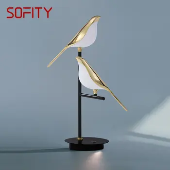 Настольная лампа SOFITY Nordic Postmodern с креативным дизайном, декоративная птица для домашнего рабочего стола, освещения гостиной, спальни