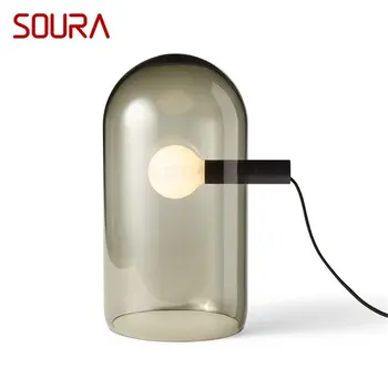 Настольная лампа SOURA Postmodern, простая светодиодная прикроватная стеклянная Винтажная настольная лампа для домашнего декора гостиной спальни