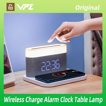 Настольная лампа VFZ с беспроводной зарядкой, цифровой будильник, настольный ночник с 3 цветовыми температурами для зарядки Apple Xiaomi HUAWEI