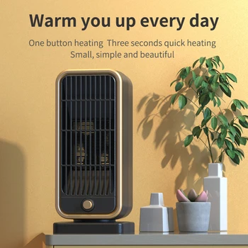 Настольный обогреватель теплого воздуха мощностью 500 Вт PTC, вентилятор с быстрым нагревом, бесшумный портативный тепловентилятор, многократная защита для дома, офиса, комнаты в общежитии