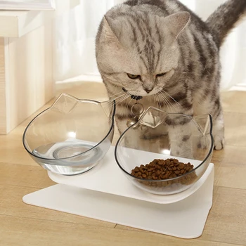 Нескользящая миска для кошек Плюс двойная миска для домашних животных повышенной высоты, миска для кошачьего корма и миска для воды, кормушка для кошек и собак, товары для домашних животных