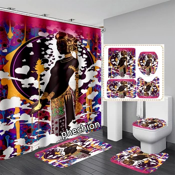 Новая занавеска для душа с 3D принтом Africa Beauty Art, Водонепроницаемая занавеска для ванной, Противоскользящий коврик для ванной, Набор ковриков для унитаза, ковер VR83
