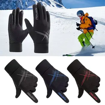 Новая мода Спорт на открытом воздухе Осень Зима Пушистые Теплые рукавицы с сенсорным экраном Толстые Плюшевые мужские перчатки с полными пальцами