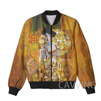Новая Модная Женская/Мужская коллекция Gustav Klimt Gallery с 3D принтом, Куртки-бомберы на масляной молнии, Мужские пальто, Мужские куртки на молнии