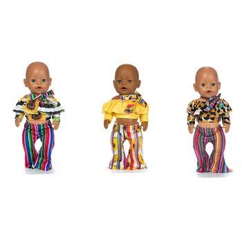 Новая модная кукольная одежда в полоску, подходящая для куклы размером 17 дюймов 43 см, одежда для куклы Born Baby, костюм для подарка на день рождения ребенка