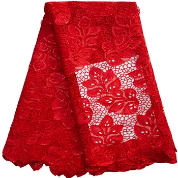 Новейшие кружевные ткани из гипюра Africa Cord 2023 Красного цвета, Высококачественная кружевная ткань с пайетками в нигерийском стиле Для женщин, свадебные платья F3240