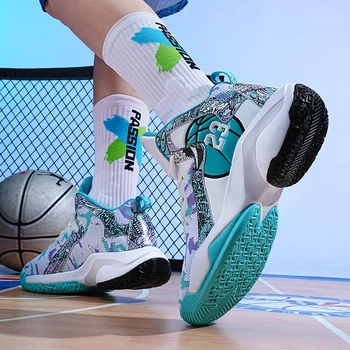 Новые баскетбольные кроссовки унисекс с высоким берцем, женские мужские баскетбольные кроссовки с амортизацией, портативная дышащая нескользящая спортивная обувь на открытом воздухе