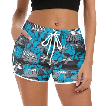 Новые гавайские женские пляжные брюки с принтом растения Монстера, Модный классический тренд, летние быстросохнущие плавки для серфинга