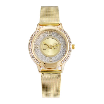 Новые женские часы Роскошная мода Горный хрусталь Нержавеющая сталь кварцевые женские наручные часы Relogio Feminino Clock