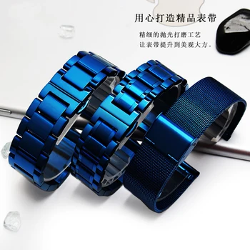НОВЫЕ поступления Высококачественный Синий браслет из нержавеющей стали Ремешок для наручных часов Замена сетки Миланский ремешок 18-20 мм