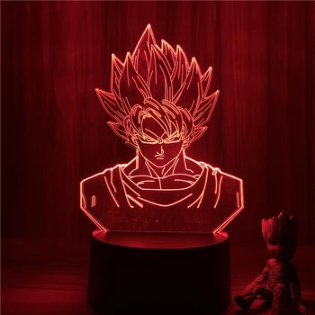 Новый Dragon Ball Z Фигурка Гоку Супер Сайян 3D Лампа Светодиодный Ночник Фигурка Вегета Джирен Броли 7 Цветов Сенсорная Настольная Лампа Подарок