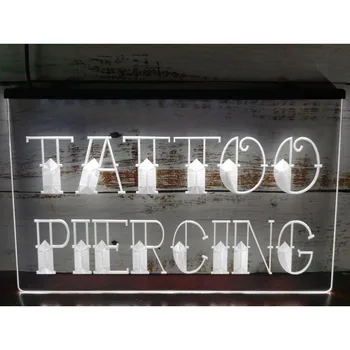 НОВЫЙ логотип магазина татуировок и пирсинга, светодиодная неоновая вывеска