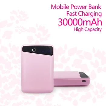 Новый портативный внешний аккумулятор Power Bank емкостью 30000mAh с быстрой зарядкой для портативного зарядного устройства iPhone Power Bank