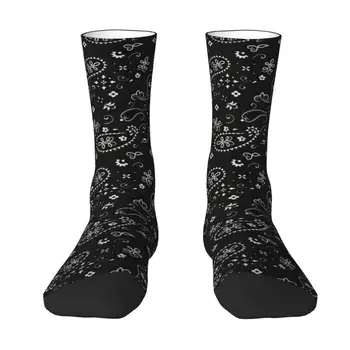 Носки-банданы черного цвета с забавным принтом для мужчин и женщин, эластичные летние осенне-зимние носки с пейсли в стиле Вестерн Cowboy Outlaw Crew