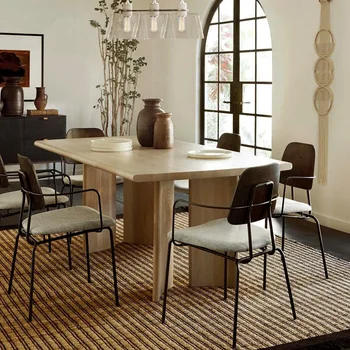 Обеденный стол в скандинавском стиле, простой стол для переговоров из сосны/ясеня в маленькой квартире, дизайнерский обеденный стол в ресторане в стиле Ваби Саби
