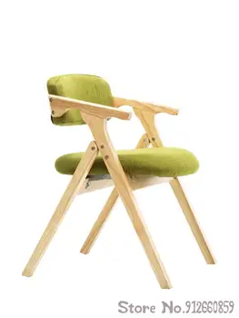 Обеденный стул Nordic Из массива дерева, современная Простая ткань, складной Подлокотник для отдыха, спинка, компьютер для дома