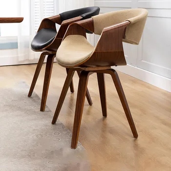 Обеденный стул для кухни в скандинавском стиле, Простые роскошные обеденные стулья из массива дерева, Кожа, Балкон для отдыха, Мебель для дома Sillas Comedor WZ