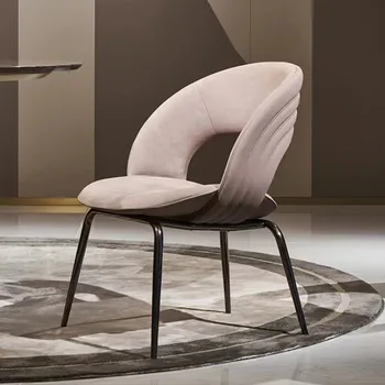 Обеденный стул, скандинавские стулья, бежевый для вечеринок, удобный бархатный стул, простой дизайн, расслабляющая мебель, мобильный современный домашний декор