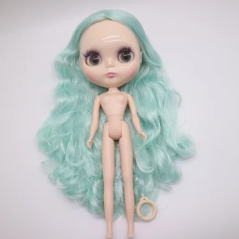 Обнаженная кукла Blyth с зелеными волосами, большими глазами